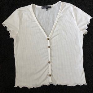 White Ribbed Crop Top